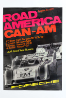 PORSCHE 917-10: A large laminated 1972 dated Porsche poster celebrating the Porsche 917-10 victory at the 1972 Road America Can-Am race, 1.01m high, 73cm wide