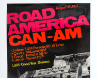 PORSCHE 917-10: A large laminated 1972 dated Porsche poster celebrating the Porsche 917-10 victory at the 1972 Road America Can-Am race, 1.01m high, 73cm wide - 2
