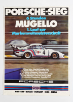 PORSCHE 935: A large 1976 dated Porsche poster celebrating the Porsche 935 victory at the 1976 6 Hour race at Mugello, Italy, 1.01m high, 76cm wide