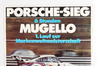 PORSCHE 935: A large 1976 dated Porsche poster celebrating the Porsche 935 victory at the 1976 6 Hour race at Mugello, Italy, 1.01m high, 76cm wide - 2