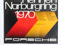 PORSCHE 908-3: A large 1970 dated Porsche poster celebrating the Porsche 908-3 victory at the 1970 1000km race at Nurburgring, 1.01m high, 76cm wide - 3