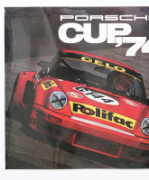 CARRERA RSR: A large laminated 1974 Porsche poster celebrating the Porsche Carrera RSR victories in the 1974 Porsche Cup, 76cm high, 1.02m wide - 2