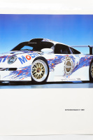 PORSCHE 911 GT1: A large 1996 dated Porsche poster showcasing the Porsche 911 GT1 in Mobil Oil livery, 76cm high, 1.01m wide - 3
