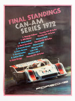 PORSCHE 917/10: A large laminated 1972 dated Porsche poster celebrating the Porsche 917-10 final standings for the 1972 Can-Am Series, 1.01m high, 76cm wide