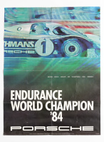 PORSCHE 956: A large 1984 dated Porsche poster celebrating the Porsche 956 victory in the 1984 World Sportscar Championship, 76cm high, 1.01m wide