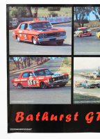 GT-HO FALCON: A large poster featuring six circa 1971 Bathurst GT-HO Ford Falcons from different racing teams, 60cm high, 90cm wide - 2