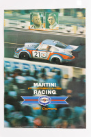 MARTINI PORSCHE: A large circa 1974 laminated Martini Porsche Racing poster featuring portraits of Herbert Muller & Gijs van Lennep and photo of Carrera RSR, 99cm high, 69cm wide