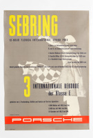 CARRERA SPEEDSTER: A circa 1957 Porsche Poster celebrating the Porsche results at the Sebring 12 hour race in Florida, 84cm high, 59cm wide