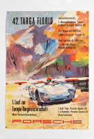 PORSCHE 718: A circa 1958 Porsche Poster celebrating the second placing of the Porsche 718 at the 42nd Targa Florio, 84cm high, 59cm wide