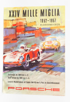PORSCHE POSTER: A circa 1957 Porsche poster celebrating Porsche being the class winner in two categories in the 1957 Mille Miglia, 84cm high, 59cm wide