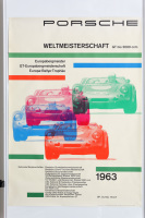PORSCHE POSTER: A large 1964 dated Porsche poster celebrating the Porsche world championship in 1963 for cars up to 2000cc engines, 1.19m high, 84cm wide
