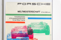 PORSCHE POSTER: A large 1964 dated Porsche poster celebrating the Porsche world championship in 1963 for cars up to 2000cc engines, 1.19m high, 84cm wide - 2