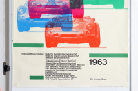 PORSCHE POSTER: A large 1964 dated Porsche poster celebrating the Porsche world championship in 1963 for cars up to 2000cc engines, 1.19m high, 84cm wide - 3