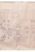 PORSCHE ENGINE: A large laminated 1969 dated, 1:1 scale blueprint diagram of Porsche engine cross-section, with number noted to lower left '912.100.011.00', 84cm high, 1.19m wide - 3
