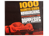 PORSCHE 908: A very large 1968 dated Porsche Poster celebrating the Porsche 1-2 finish at the 1965 Nurburgring 1000km race in the Porsche 908 & 907, 1.19m high, 84cm wide - 2