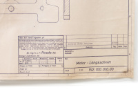 917: A large laminated 917 blueprint, 1969 dated, 1:1 scale, longitudinal diagram of a Porsche engine with number '912.100.010.00' noted to lower corner, 84cm high, 1.20m wide - 5