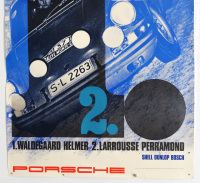 PORSCHE POSTER: A large original 1969 printed Porsche poster celebrating the Porsche successes at the 1969 Monte Carlo Rallye, 118cm high, 84cm wide - 3