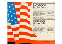PORSCHE 910: A very large 1967 dated Porsche poster celebrating the Porsche 910 victory at the 1967 Daytona 24 Hour race & Sebring 12 Hour race, 1.18m high, 84cm wide - 2