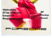 PORSCHE 1962: A very large 1963 dated Porsche poster celebrating the 1962 world championship for Porsche in the category for cars up to 2000cc, 1.18m high, 84cm wide - 3