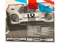 PORSCHE-GULF 917: A very large 1970 dated Porsche poster celebrating the Porsche-Gulf 917 victory at the 1970 1000km of Brands Hatch race, 1.18m high, 84cm wide - 3