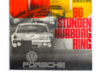 VW-PORSCHE 914/6: A large 1970 dated Porsche poster celebrating the 1-2-3 finish for the VW-Porsche 914/6 at the 1970 86 Hour Nurburgring race, 1.01m high, 75cm wide - 3