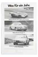 PORSCHE 1970: A very large circa 1970 VW-Porsche poster promoting their achievements in different race categories for the year 1970 'Was Fur Ein Jahr (What a Year)', 1.19m high, 84cm wide