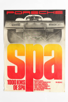 PORSCHE-GULF 917: A large 1970 dated Porsche poster celebrating the victory for the Porsche-Gulf 917 at the 1970 1000kms of Spa race, 1.01m high, 76cm wide