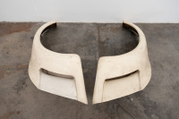 REAR GUARDS: A pair of fibreglass rear guards thought to possibly suit circa early 1980s Porsche 935, possibly the car driven by Alan Jones owned by Alan Hamilton