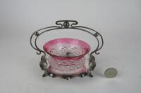 ART NOUVEAU: An Art Nouveau EPNS Silver and Ruby glass sweets dish