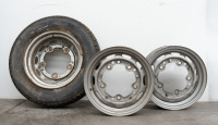 WHEELS: Three steel wheels 4.5IN x 15IN to suit 1958-63 Porsche 356 - 3