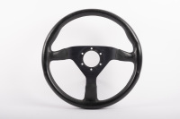 MOMO: A Momo steering wheel, type V35, three spoke leather bound, stitching has come undone - 3