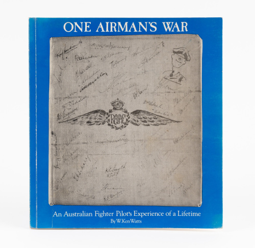 R.A.A.F: 'One Airman's War - An Australian Fighter Pilot's Experience of a Lifetime' by W. Ken Watts, softcover book, with personal message & signature from author to Norman Hamilton