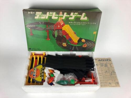 PLASTIC: Race Track boxed game with 4 racing bikes made by Tomy Japan c1970s.