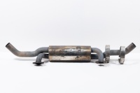 REAR MUFFLER: A Porsche 911 rear muffler circa 1965-1989, 'two in two out', with two retaining straps