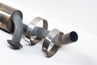 REAR MUFFLER: A Porsche 911 rear muffler circa 1965-1989, 'two in two out', with two retaining straps - 3