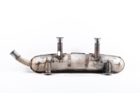 REAR MUFFLER: A modified two in three out rear muffler possibly to suit 911 G Series (1974-89)