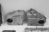 ENGINE PARTS: A group of assorted Porsche 911 circa 1969 engine parts, includes rocker covers, cam boxes and cam chain covers - 8