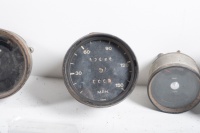 GAUGES: A set of Porsche 911 T circa 1967 gauges, includes oil temp, tacho, fuel gauge, speedo (partially dismantled) and clock - 3