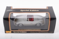 PORSCHE 356: A Bburago 1:18 scale 1948 Porsche No.1 Typ 356 Roadster in silver paintwork, red interior, in original box - 2