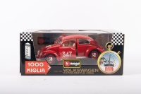 VOLKSWAGEN: A Bburago 1:18 scale 1955, 1000 Miglia Volkswagen Kafer-Beetle in red paintwork and cream interior in original box