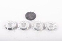 WHEELS CAPS: A set of four polished wheel centre caps to suit early Fuchs wheels