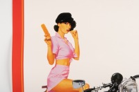 A later production of the Chiko roll ' You can't knock the Roll.' Legends of Chiko Limited Edition advertising poster featuring a lady on a Vincent Motorcycle, 59.5cm high, 42cm wide - 3