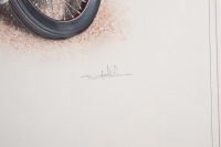 A limited edition framed print (142/750) of a Vincent H.R.D Series B Black Shadow by Jullian Millichap, 61cm high, 72cm wide overall - 5