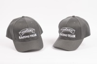 A pair of grey 'The Vincent Racing Team' caps, adjustable, One size fits most'