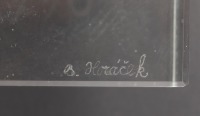 NORMAN HAMILTON: A high quality commemorative etched crystal block on cylindrical base celebrating 'Norman Hamilton & Co Pty. Ltd - 1950-1900' with etched Porsche emblem to centre, signed 'B. Hor&aacute;ček' 19cm high - 3