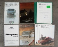 PINZGAUER / VOLKSWAGEN: A group of assorted promotional material related to the Steyr-Puch Pinzgauer&nbsp;4x4 military vehicle and also three single page Volkswagen Double Cab Pick-up promotional leaflets