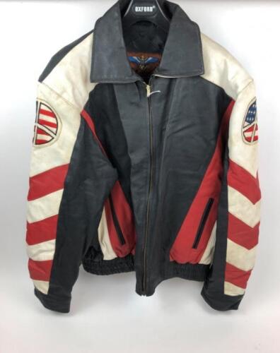 LEATHER JACKET: An 'Eagle' branded USA stars & strips motorcycle jacket