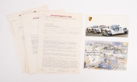 HAMILTON CORRESPONDENCE: A group of assorted correspondence items mostly from Porsche in Germany to Alan Hamilton, items signed by Ferry Porsche & Huschke von Hanstein