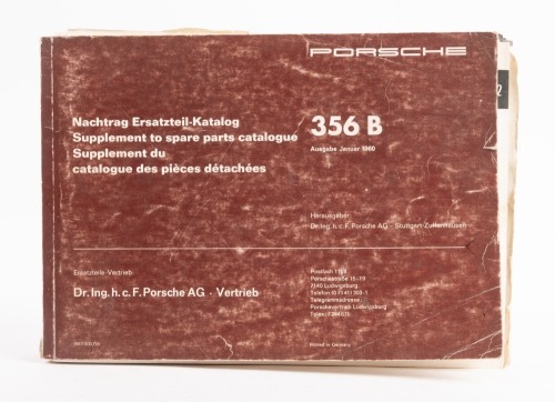 PORSCHE 356B: A January 1960 Porsche 356B Supplement to Spare Parts Catalogue, printed in Germany