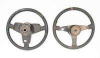 STEERING WHEELS: Two Porsche steering wheels, includes a circa 1977-83 Porsche 911 (crack in hornpad) and a modified Porsche 1977-83 steering wheel - 4